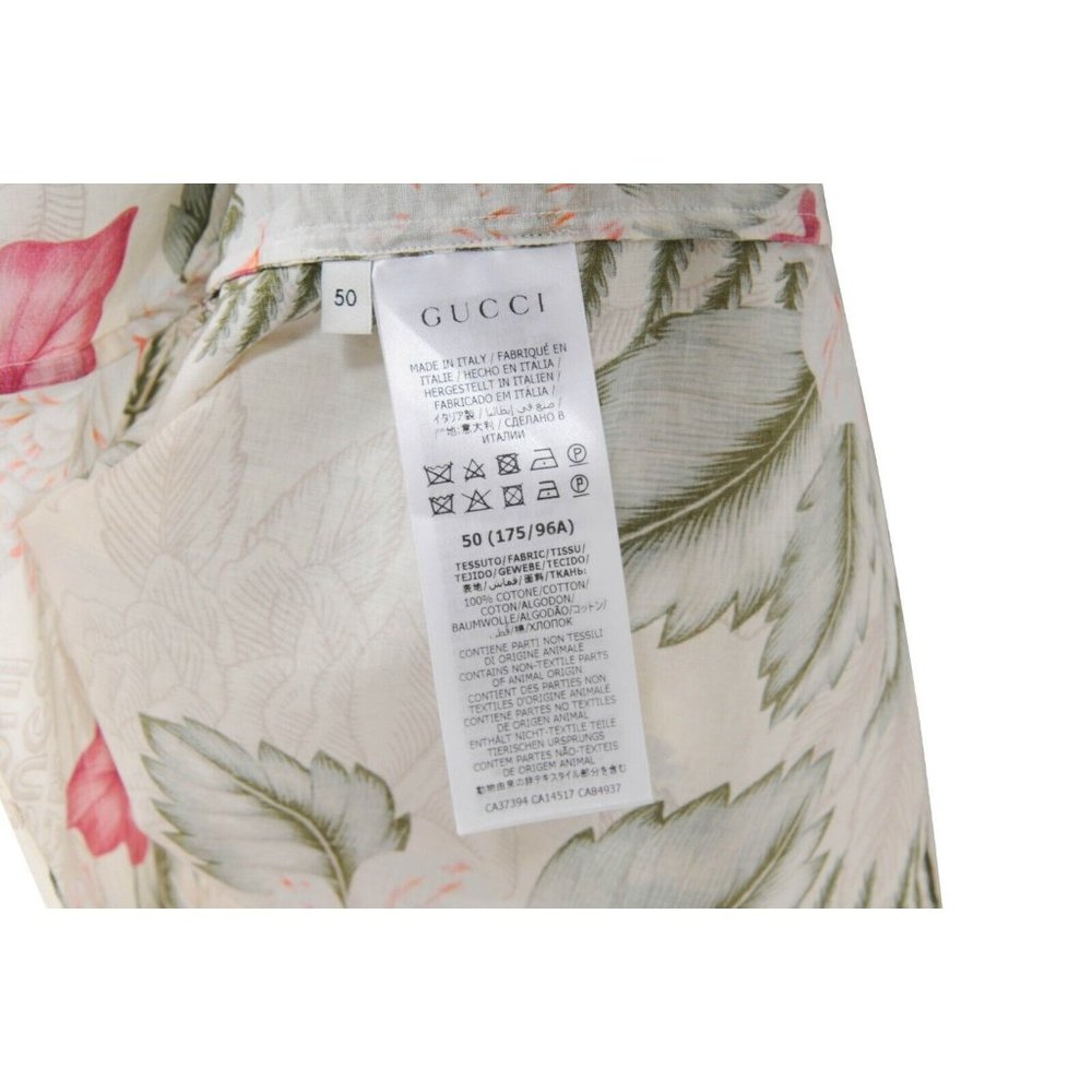 Gucci Mens Dual Pocket Bowling Shirt 50 Medium Floral Hawaiian Print Button Down - Picture 7 of 8